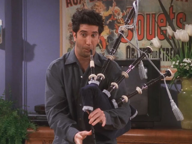 Friends | 715 | Ross playing the bagpipes
